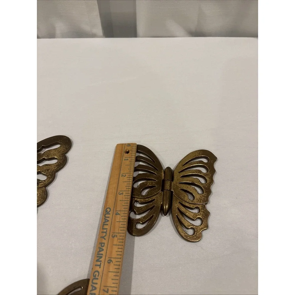 VTG Home Interior Butterflies Hinged Plastic Golden Wall Hanging~ Set Of 3